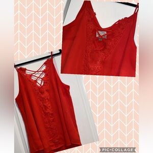 ✨ Crochet Chiffon Lace Up Tank ✨